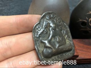 4.  5 CM Old Tibet Buddhism Pure Bronze Guru padmasambhava Baldric Amulet Pendant 3