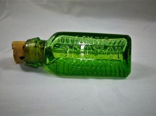 3 In One Oil,  Green Glass,  3 Sided Corked,  Mini Sample Bottle