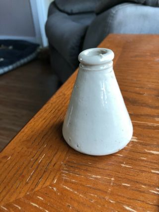 White Pottery Cone Ink Bottle - One - Check It Out