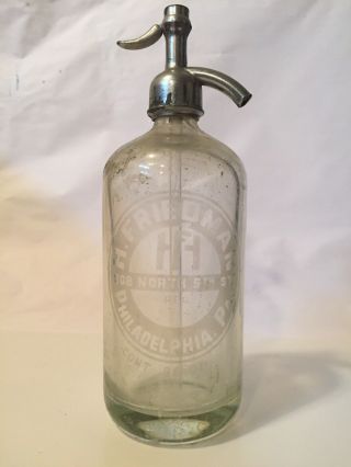 Vintage Seltzer Bottle H.  Friedman 808 North 5th Street Philadelphia,  Pa