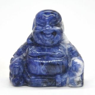 1.  4 " Laughing Maitreya Buddha Figurine Blue Sodalite Crystal Healing Carving