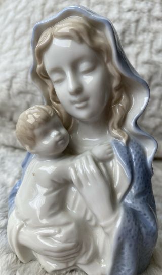 Ceramic Blessed Virgin Mary & Baby Jesus Bust Statue Figurine Catholic Religious