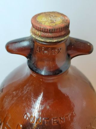 Vintage 1930 - 1950 One Half Gallon Brown Amber Glass Bottle Hi - lex Bleach (B 60) 3