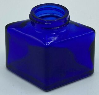2oz Small Lozenge Shape Parker Cobalt Blue Glass Bottle Without Cap 2.  25”h Usa