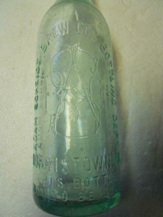 Sparkling Aqua Adam Scheidt Brewing Bottling Norristown PA Blob Top Beer Bottle 3
