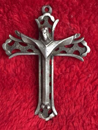 Pewter Christ On The Cross Pendant Signed Zion Very Detailed 2 1/2 " Christian