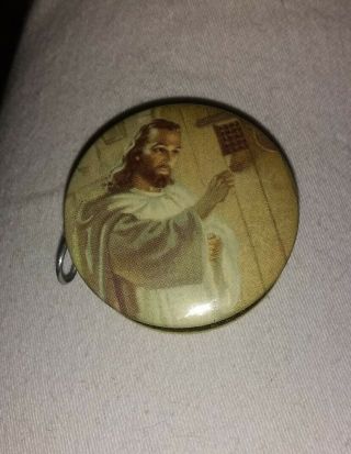 Miniature Pocket Measuring Tape Jesus Christ On One Side Gold On Other 1 1/2 "