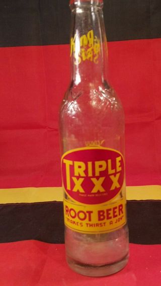 Triple Xxx Root Beer Bottle - King Size - 10 Fluid Ounces - Embossed X 