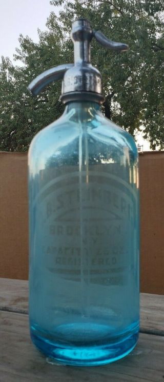 B.  B.  Steinberg Bronx Ny Blue Seltzer Bottle