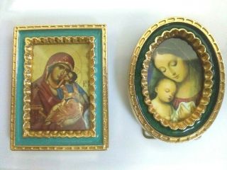 2 Small Virgin Mary Frames Catholic Devotional Image Icon Our Lady Mother Of God