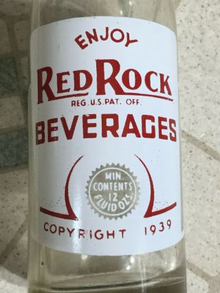 Vintage Soda Bottle Red Rock Soda Bottle Lancaster Pa Red Bock Beverages 1940s