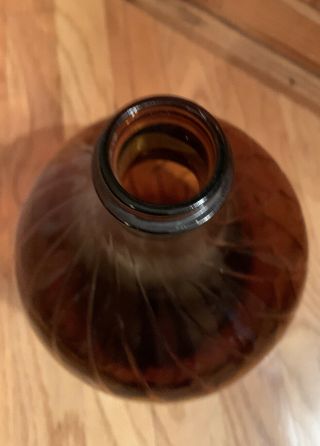 Vintage Amber Brown Glass Jug Swirl 12 inch height 22 inch around Vase Decor 3