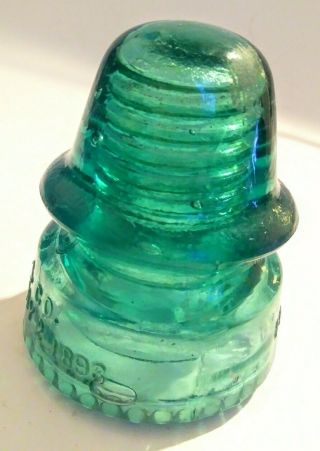 Hemingray Petticoat Aqua Blue Green Glass Insulator Patent May 2 1893 H.  G.  Co.