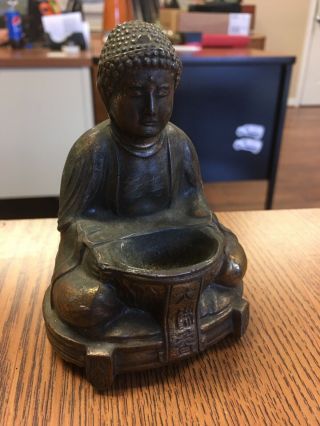 4.  5 " Brass Buddha Incense Burner Zen With Offering Dish Made In Japan Jpan