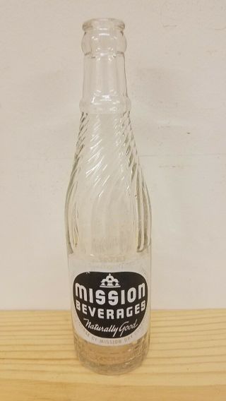 Vintage Mission Beverages 12oz Soda Bottle Sioux Falls South Dakota