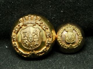 2 Spanish Order Of The Golden Fleece Mounted Gilt 20/14 Buttons Am&cie 1875 - 1913