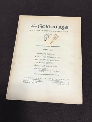 Watchtower - Golden Age Vol X No.  248 March 20,  1929
