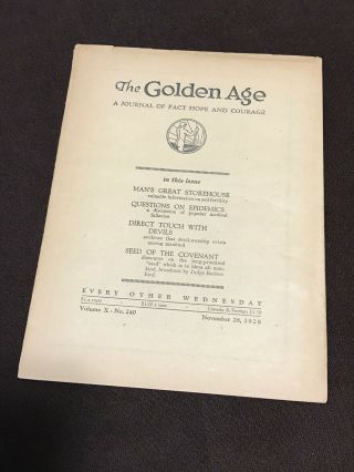 Watchtower - Golden Age Vol X No.  240 November 28,  1928