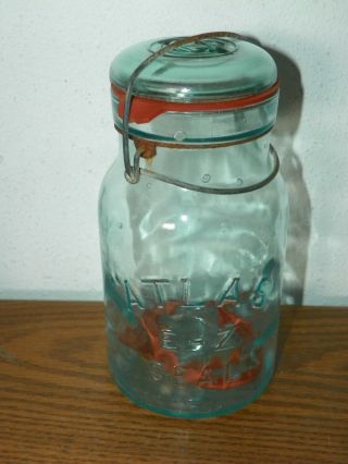 Vintage Atlas E - Z Seal Quart Blue Glass Canning Mason Jar Wire Bail,  Lid & Seals
