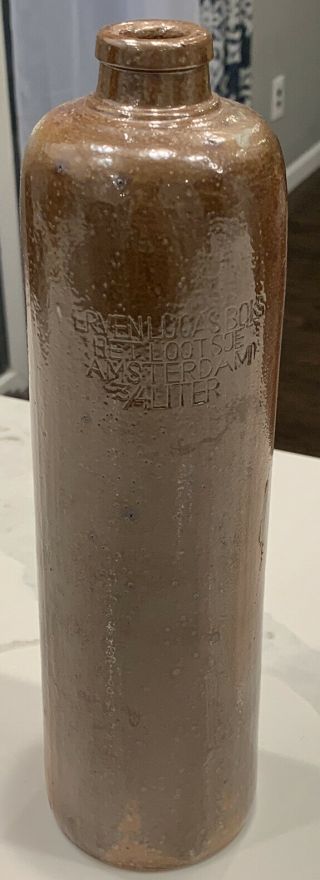 Vintage Erven Lucas Bols Het Lootsje Amsterdam 3/4 Liter Stoneware Gin Bottle