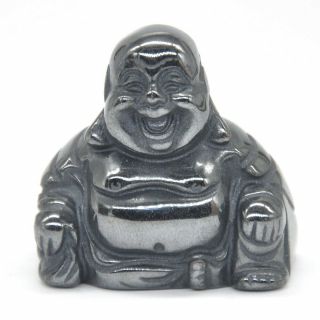 1.  4 " Laughing Maitreya Buddha Figurine Black Hematite Stone Crystal Carving Gift