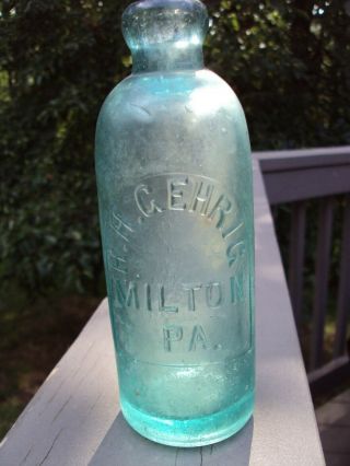 Hutch Hutchinson Soda Bottle H.  H.  Gehrig Milton Pa Northumberland Pennsylvania