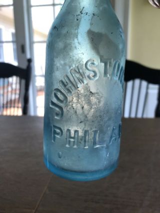 Antique Johnston & Co Phila Philadelphia Pa Aqua Blob Top Soda Beer Bottle 2