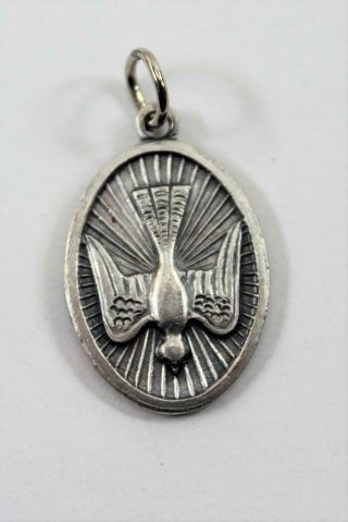 Vintage Silver Tone Holy Spirit Catholic Medal Italy