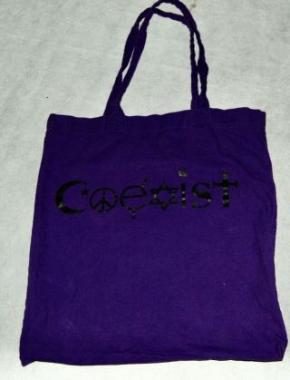 Coexist Womens Purple Black Bag Satchel Tote Handbag Peach Sign Jewish Star