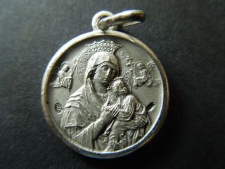 J2214 Vtg Religious Holy Mary Jesus Medal/pendant Pope 800 Silver See