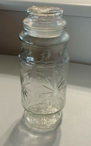 Planters Vintage Mr.  Peanuts Glass Jar 1980 W/ Lid Seal Etched Glass 10