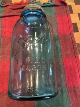 Ball Perfect Mason Blue Glass Canning Jar 1/2 Gallon