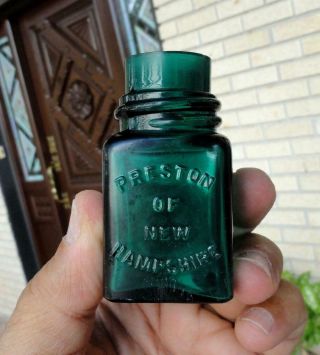 Early Preston Blue Green Medicine Bottle Of Hampshire Nh