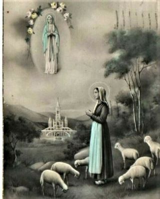 Antique Post Card To Saint Bernadette Soubirous & Our Lady Of Lourdes