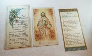 Three Antique/vintage Catholic Religious Prayer Cards After Holy Communion 106