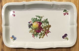 Naaman,  Israel Porcelain 14.  5 " X 9.  25 " Serving Tray Platter With Decal Fruits