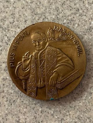 Vintage St Christopher Medal Pope Pious XI Pont Max Anno VIII Medal 2