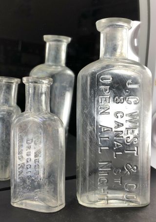 2 Early 1880s - 1890s J C West & Co Druggist Bottles Grand Rapids Mi Mich Medicine