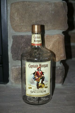 Captain Morgan Spiced Rum Empty Bottle Great Prop 1.  75 Liter 70 Proof