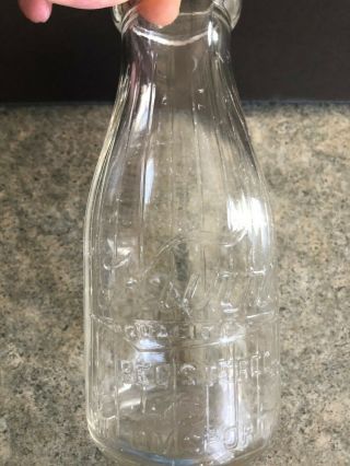 Vintage 1 Pint Embossed Hurr’s Quality Registered.  Williamsport,  Pa Milk Bottle