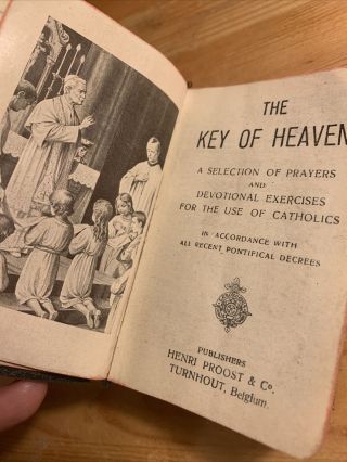 Antique The Key Of Heaven Prayer Book 1924 Made In Belgium Pocket Size