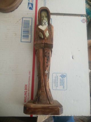 Vintage Hand Carved Monk Or Priest Statue Mexico