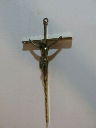 Vintage Brass Metal Crucifix Cross Wall Hanging Religious Catholic West Germany