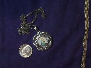 Silver Tone Virgin Mary Pendant Catholic Charm 16 " Necklace A88