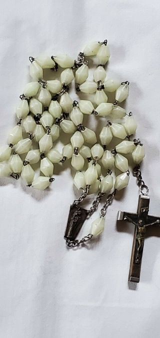 Vintage Large 31 " Plastic Glow In The Dark Rosary Signed Italy