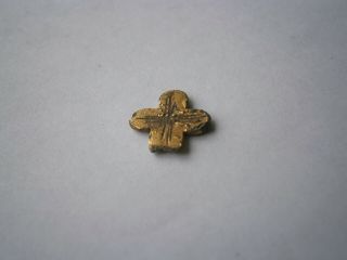 ANTIQUE Cross GOLDplated Bronze UKRAINE Eastern EUROPE Metal 11x11 mm 3