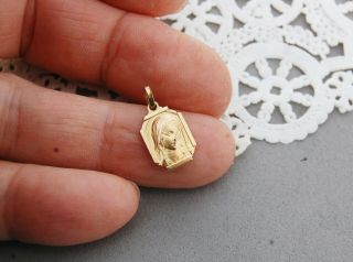 Holy Medal St Bernadette / Grotto Shrine Our Lady France Gold Tone 3/4 " X 3/8 "