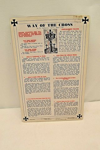 1955 Way Of The Cross Laminated Cards,  By St Alphonsus Liguori