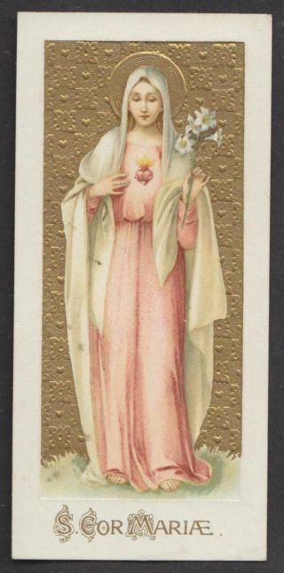Sacred Heart Of Virgin Mary Antique Holy Card.  Muller Ed.