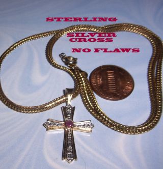 Pretty Vintage Sterling Silver Cross With Mesh Chain No Flaws No Virus